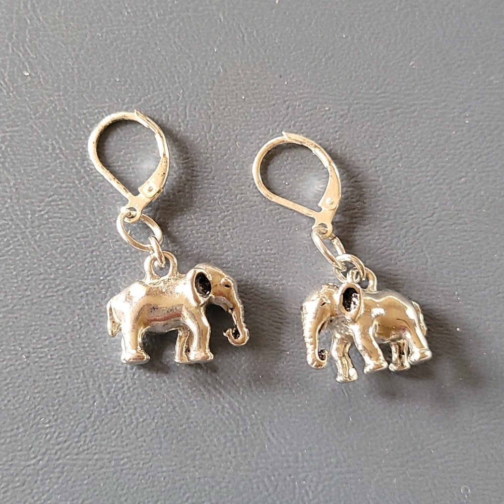 Silvertone Elephant Earrings